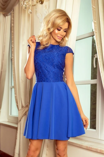 157-5 MARTA šaty s krajkou - modre
