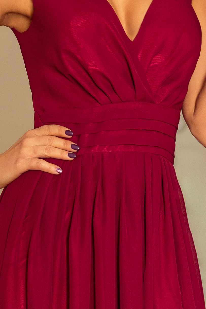 166-3 MAXI šifónové šaty - burgundské barvy