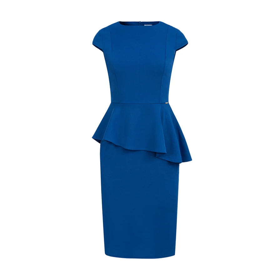 192-7 Elegantní midi šaty s volánky - modré