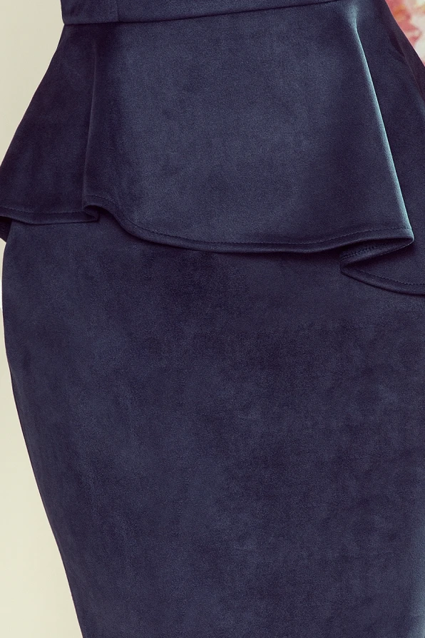 192-9 Elegantní midi šaty s volánky - tmavě modré