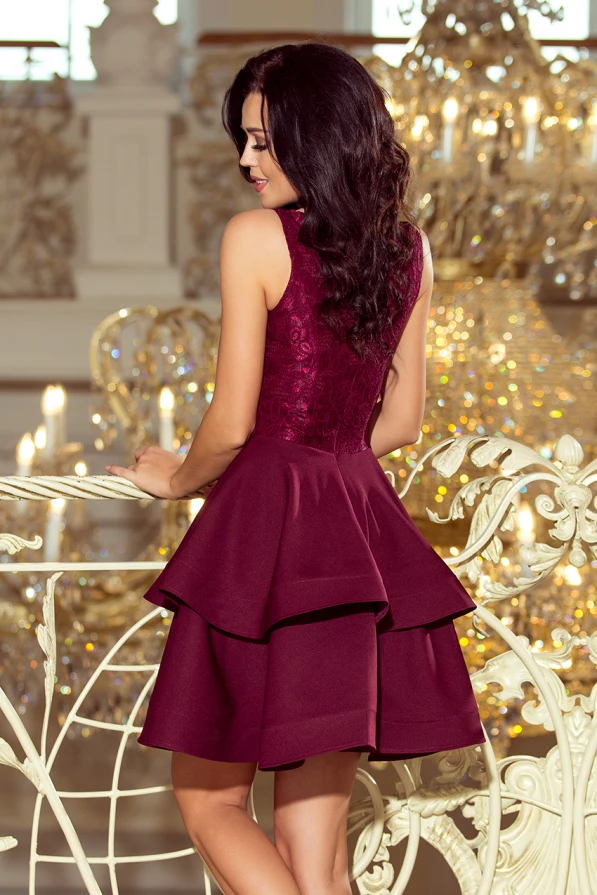 205-2 LAURA šaty s krajkou - burgundské barvy