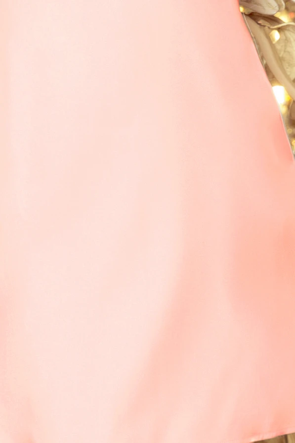 217-4 NEVA Trapézové šaty s mašlí - pastelově růžová