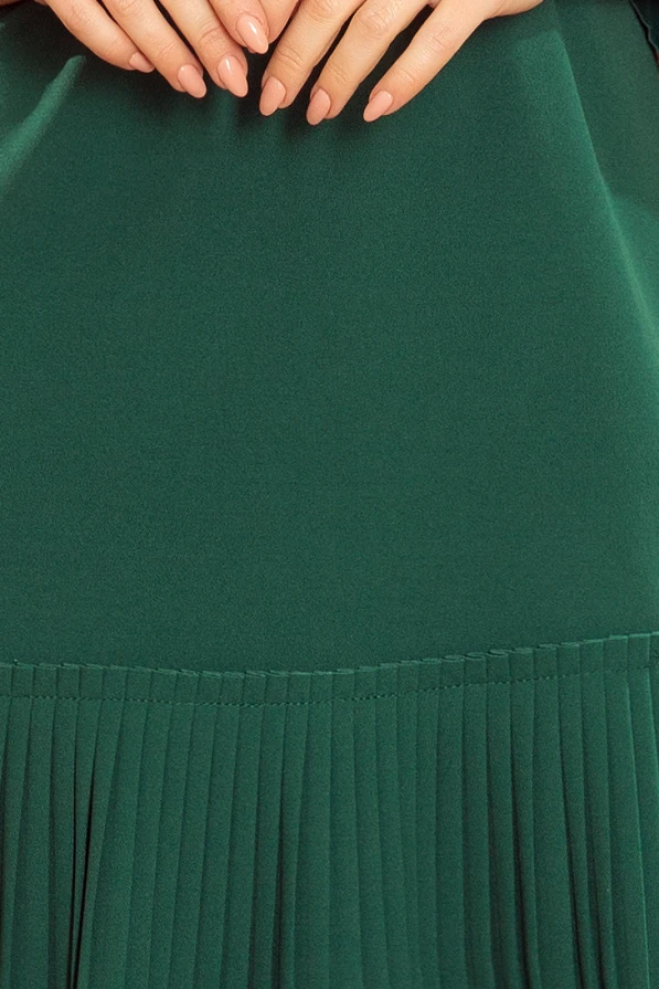 228-2 LUCY - plisované pohodlné šaty - zelené