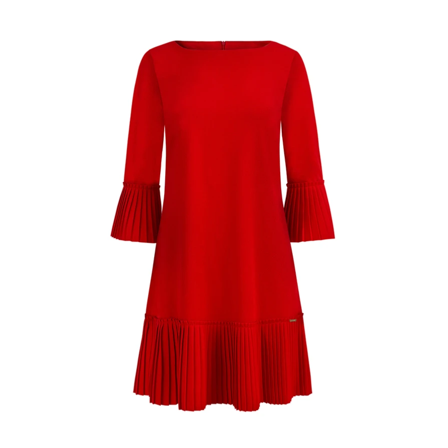 228-3 LUCY - plisované pohodlné šaty - červené