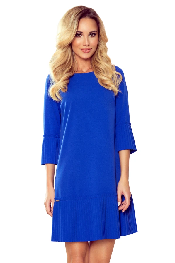 228-8 LUCY - plisované pohodlné šaty - modré