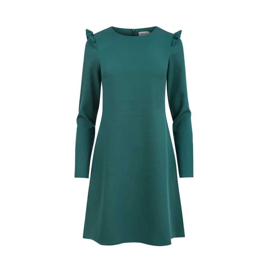 264-1 NELL Trapézové šaty s volánkami - zelené