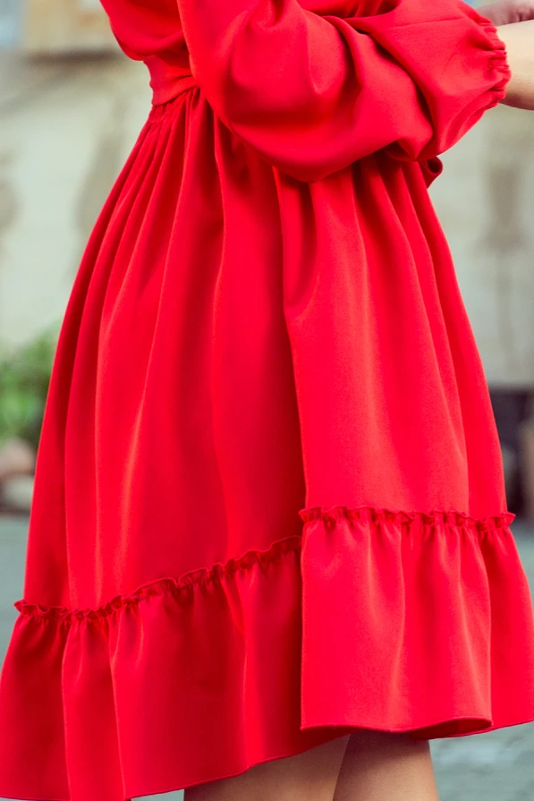 265-4 DAISY Šaty s volánkami - červené