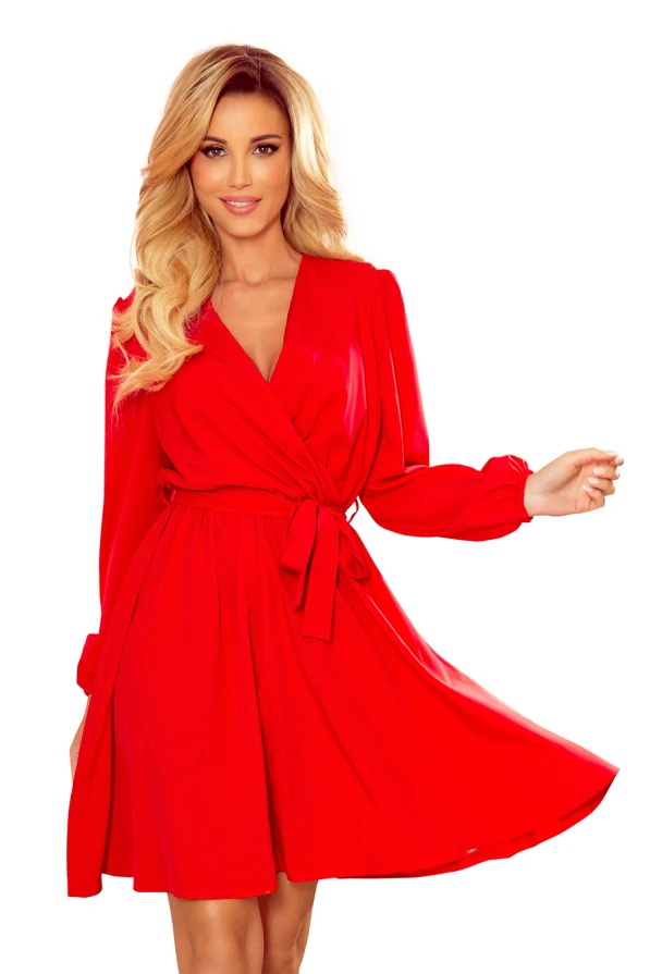 339-1 BINDY Ženské šaty s výstřihem - červené