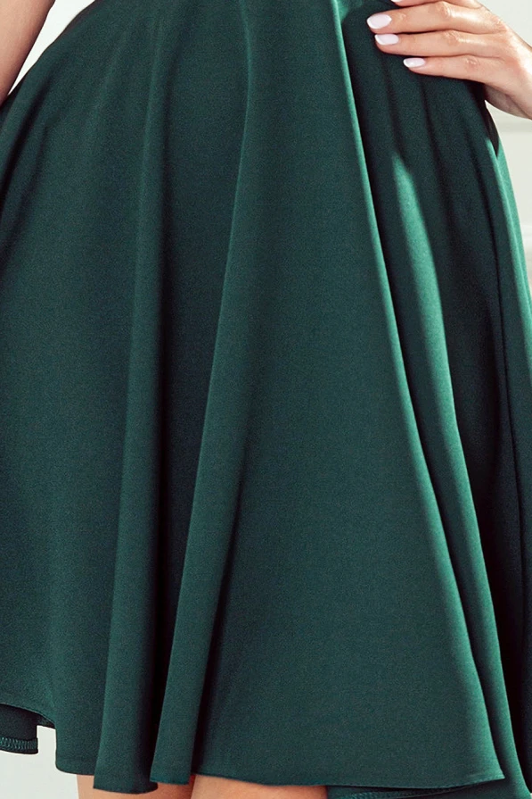 393-1 ROSALIA Dámské šaty s výstřihem a mašlemi - zelené